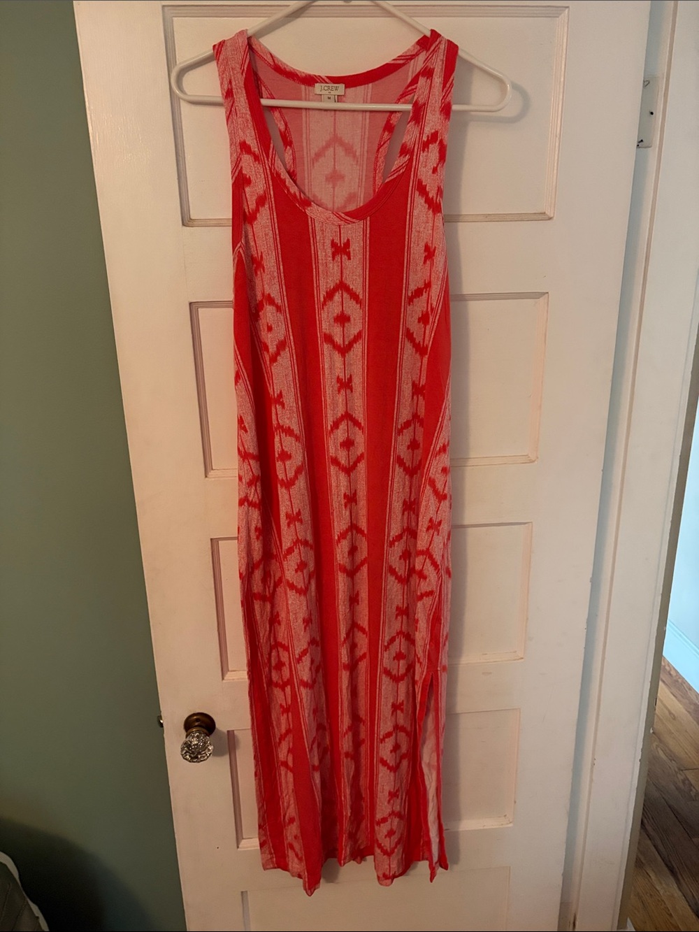 J Crew Coral Pink Patterned Maxi Dress
